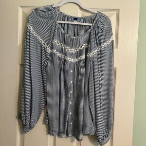 Old Navy pinstripe peasant blouse